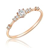 JESMING 7 Tiny Diamond Pieces Of Exquisite Ring Stacking Rings for Women Small Fresh Style Ladies Engagement Ring Jewelry | Gold Silver Rings for Women (Rose Gold,6)