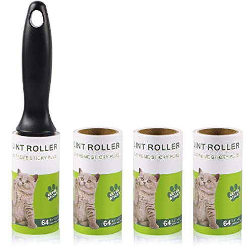 Lint Roller Pet Hair Remover Sticky Lint Rollers for Clothes Pet Hair Cat Dog - 4 Pack