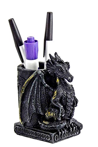 Bellaa 23028 Dragon Pen Pencil Holder Stand Cup Pot Vase Gothic Medieval Smaug Fantasy Unique Gift Kids Stationery Office Desk Organizer Home Decor Figure 5 inch