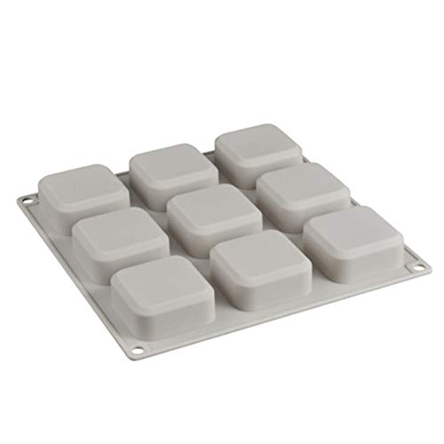 Echodo 9 Cavities Square Soap Mold DIY Handmade Silicone Mold for Soap Making Candle Cake Baking Lotion Bar Molds
