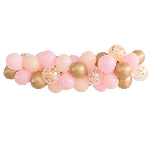 45PCS DIY Balloons Garland with Pink Blush Balloons Confetti Balloons Gold Chrome Shiny Metallic Latex Balloons Perfect for Birthday Party Bridal Baby Shower Engagement Wedding Party Decor (Pink)