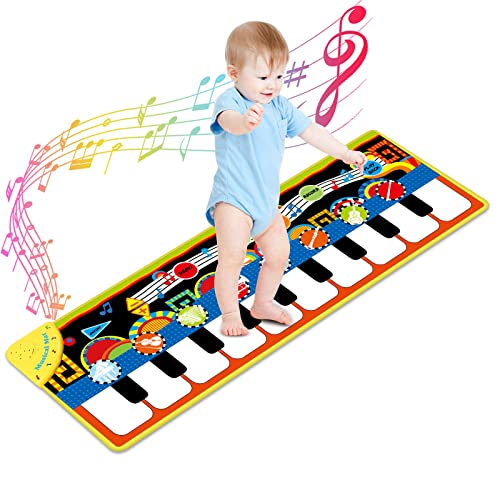 Book Cover Cyiecw Piano Mat, Toddler Toys Musical Mat with 25 Music Sounds Floor Piano Keyboard Mat Carpet Touch Playmat Educational Toys Gifts for Baby Kids Boys Girls 1 2 3+ Year Old