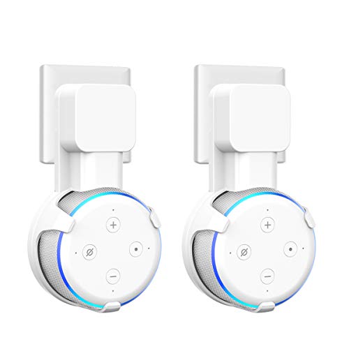 Book Cover SPORTLINK Echo Dot (3rd Gen) Wall Mount, A Must Dot Accessories with Cord Arrangement Hide Messy Wires (White - 2 Pack)