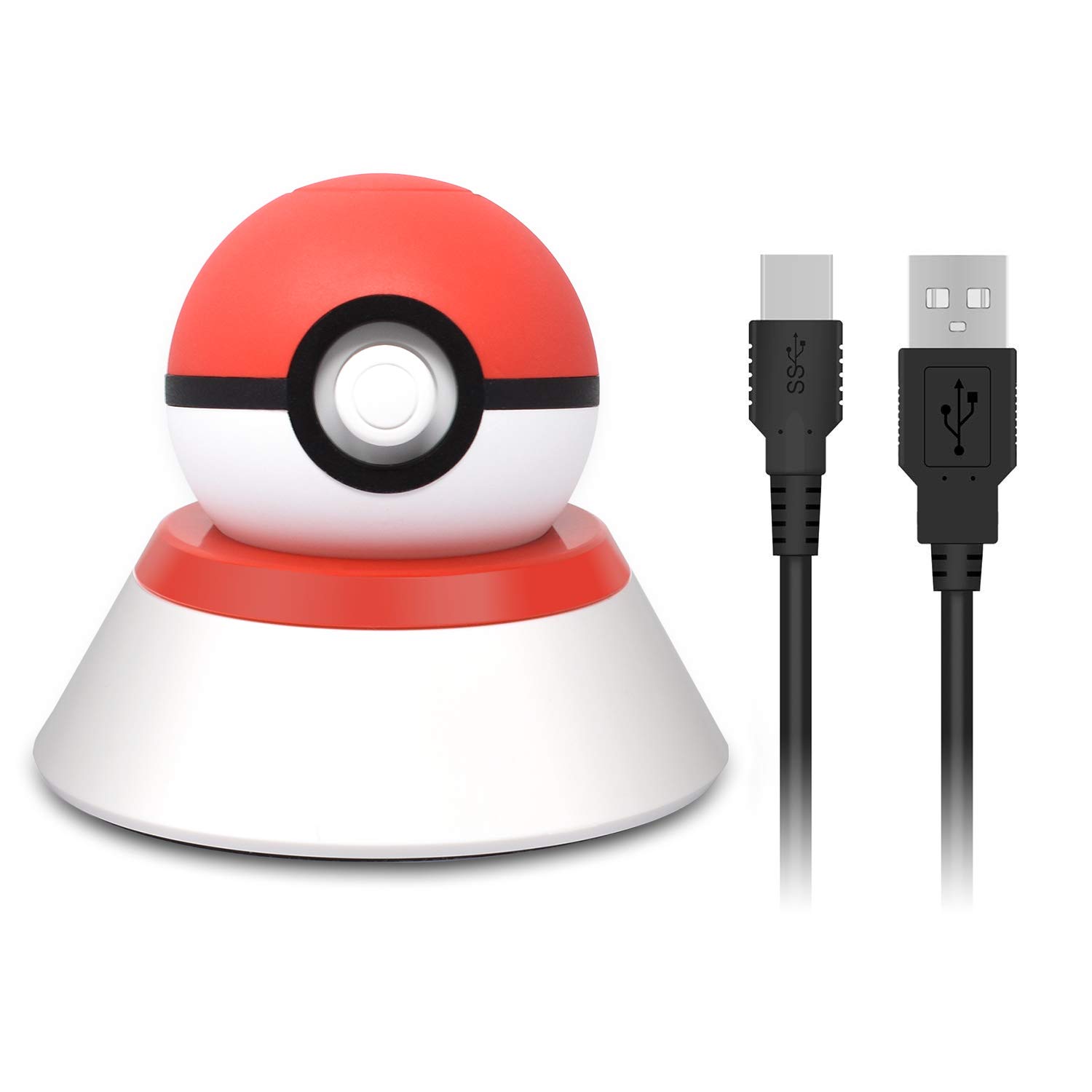 Book Cover Stand and Charger for Nintendo Switch Pokeball Plus, Charging Cord and Bracket Mount for Lets Go Pikachu Lets Go Eevee Pokeball Plus Controller with a USB Type C Charging Cable - 2.8ft