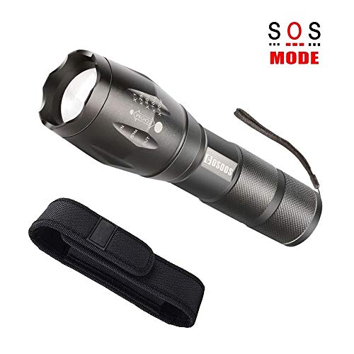 LED Flashlight with Holster, COSOOS Tactical Flashlight and Holder for Belt,1000 Lumen,Zoomable 5-Mode Portable Waterproof Bright Flash Light for Camping,Ready for Hurricane (No AAA Battery)