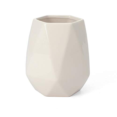 Ceramic Utensil Holder - Kitchen Utensil Holder - Utensil Crock - Utensil Caddy/Container - Milltown Merchants™ Utensil Holder (White - Geometric)