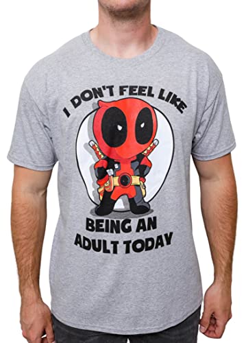 Book Cover Marvel Deadpool Don't Feel Like Being an Adult T-Shirt (Large, Heather Grey)