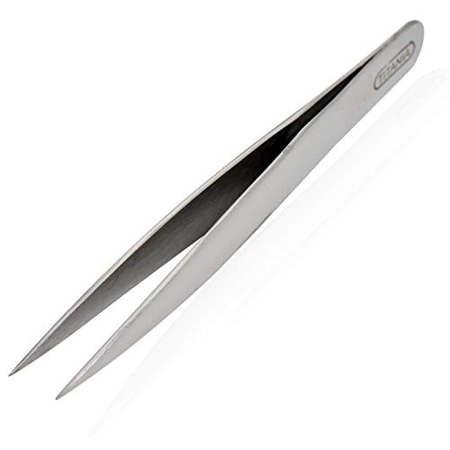 Titania Germany Profi Splinter Tweezers - Surgical Quality w/Ultra Fine Tip - Easy Ingrown Hair Plucking Remover - For Personal & Professional Use