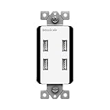 TOPGREENER 5.8A Ultra High Speed USB Quad 4-Port Wall Outlet, Compatible with iPhone SE/11/XS/XR/X/8/7, Samsung Galaxy S20/S10/S9/Note, LG, HTC 10 & More, UL Listed, TU458A, White