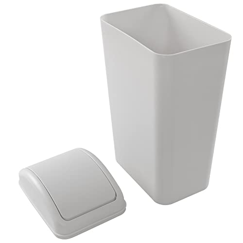 Saedy 3.2 Gallon/ 12 L Swing Lid Trash Can, Greyish Plastic Slim Garbage Can