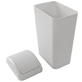 Saedy 3.2 Gallon/ 12 L Swing Lid Trash Can, Greyish Plastic Slim Garbage Can