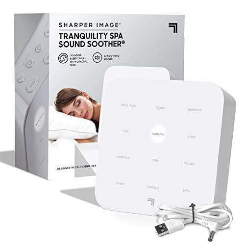 Book Cover SHARPER IMAGE Ultimate Sleep White Noise Sound Machine for Adults and Baby, Portable Relaxing Music and Nature Sounds Therapy, Aids Sleeping, Stress and Anxiety Relief, with USB Cord