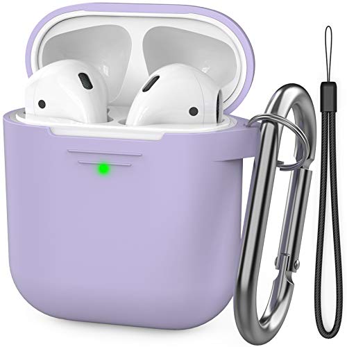 Book Cover AhaStyle AirPods Case for Girls Women, Premium Silicone Protective Case Cover Accessories Compatible with Apple AirPods 2 & 1(Lavender)