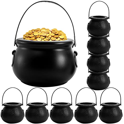 Tebery 10 Pack Black Cauldron Multi-purposed Novelty Candy Holder Pot with Handle for Halloween,St Patrick's Day Party Favors