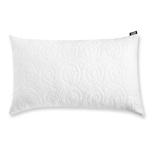 Cok Shredded Memory Foam Pillow, Adjustable Loft Bed Pillows for Sleeping, Support for Back, Stomach and Side Sleepers, Washable Removable Cooling Bamboo Derived Rayon Cover (1 Pack, King)