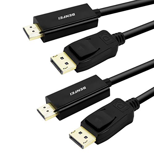 Book Cover DisplayPort to HDMI 6 Feet Cable, Benfei 2 Pack DisplayPort to HDMI Male to Male Adapter Gold-Plated Cord Compatible with Lenovo, HP, ASUS, Dell and Other Brand