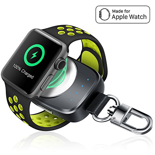 Wireless iPhone Watch Charger [ MFi Certified], Portable iwatch Charger 700mAh Smart Keychain Power Bank, Compatible for Apple Watch Series 4, 3, 2, 1 & Nike 44/40/38/42mm Watch Charger for Travel