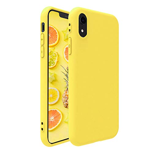 Book Cover iPhone XR Case,Pelipop Colorful Yellow Slim Fit Anti-Scratch Soft TPU Gel Silicone Skin Frosted Protective iPhone Cover for iPhone XR(Yellow)