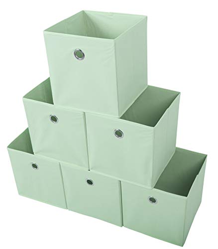 Amelitory Storage Bins Foldable Cube Organizer Fabric Drawer Set of 6 Light Green