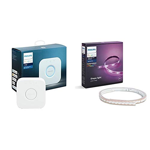 Philips Hue LightStrip Plus Dimmable LED Kits(Compatible with Amazon Alexa, Apple HomeKit, and Google Assistant) (Renewed) (Lightstrip Plus"80 + Gen 2 Bridge)