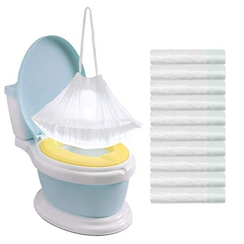 Book Cover Tebery 100 Pack Portable Potty Chair Liners with Drawstring Potty Bags Potty Liners Disposable for Baby Toilet Potty Training Seat