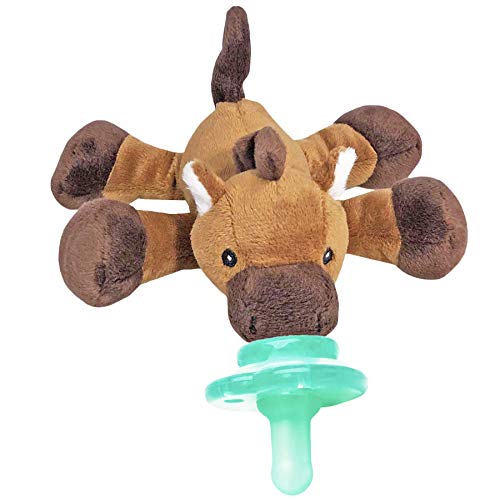 Nookums Paci-Plushies Buddies Pacifier Holder - Plush Toy Includes Detachable Pacifier, Use with Multiple Brand Name Pacifiers (Horse)