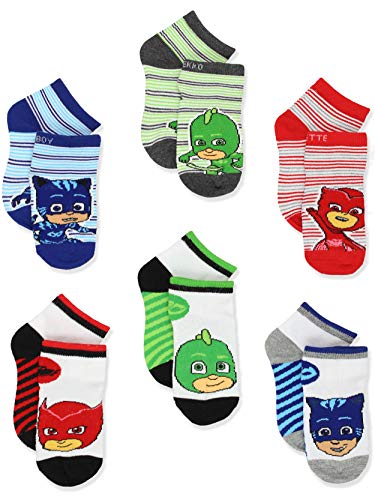 Book Cover PJ Masks Boys Girls 6 pack Quarter Style Socks Set (4-6 Toddler (Shoe: 7-10), White/Multi Quarter)