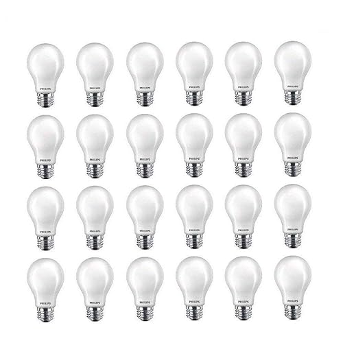 Philips LED A19 Light Bulb, Non-Dimmable, 800 Lumen, Soft White Light (2700K), 10W=60W, E26 Base, 24-Pack