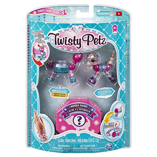 Twisty Petz, Series 3 3-Pack, Bling-Balm Turtle, Glitzerella Pony and Surprise Collectible Bracelet Set for Kids Aged 4 and Up