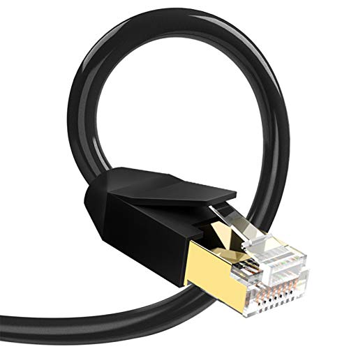 GLANICS CAT 8 Ethernet Cable 3 ft 2 Pack Lan Network Internet Cable 40Gbps 2000MHz SSTP with Gold Plated RJ45 Connector ( Black )