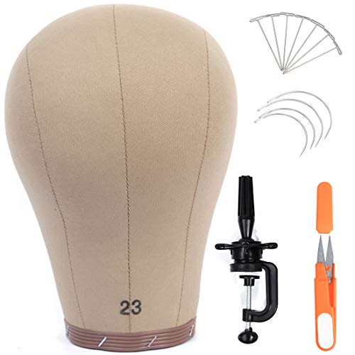 Wig Head Stand Cork Canvas Block Durable and Sturdy Mannequin Head for Wigs Making Display 23 inch