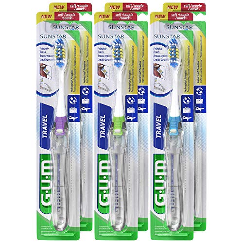 Book Cover GUM Folding Travel Toothbrush with Antibacterial Soft Bristles (Pack of 6)