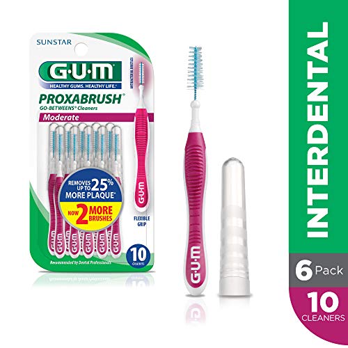 GUM Proxabrush Go-Betweens Interdental Brushes, Moderate, 10 Count (Pack of 6)