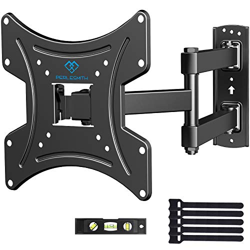PERLESMITH TV Wall Mount for 23-55 Inch TVs with Swivel & Extends - Wall Mount TV Bracket VESA 400x400 Fits LED, LCD, OLED Flat Curved TVs up to 99lbs - with HDMI Cable, Bubble Level & Cable Ties