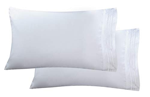 Book Cover Luxury Ultra-Soft 2-Piece Pillowcase Set 1500 Thread Count Egyptian Quality Microfiber - Double Brushed - 100% Hypoallergenic - Wrinkle Resistant, Standard Size, White