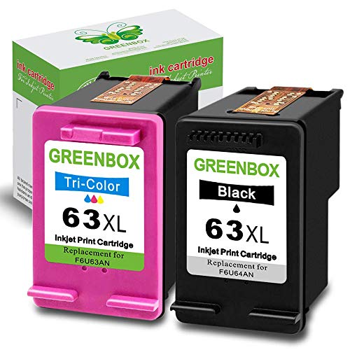 Book Cover GREENBOX Re-Manufactured Ink Cartridge Replacement for HP 63XL 63 XL Used in Envy 4520 4516 Officejet 5255 5258 4650 3830 3833 DeskJet 1112 3632 2130 Printer (1 Black 1 Tri-Color)