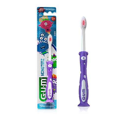 Book Cover GUM Monsterz Kids and Toddler Toothbrush, Soft, Ages 2+, 1 Count (Pack of 6)