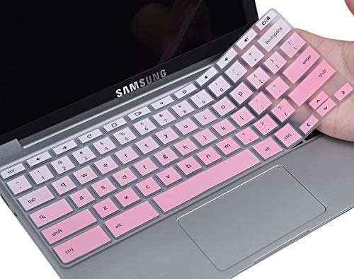 Keyboard Cover for 2019/2018/2017 Samsung Chromebook 4 3 XE310XBA XE500C13 XE501C13 11.6/ Chromebook 2 XE500C12/ 15.6" Chromebook 4 XE350XBA/ Chromebook Plus V2 XE520QAB XE521QAB 12.2", Gradual Pink