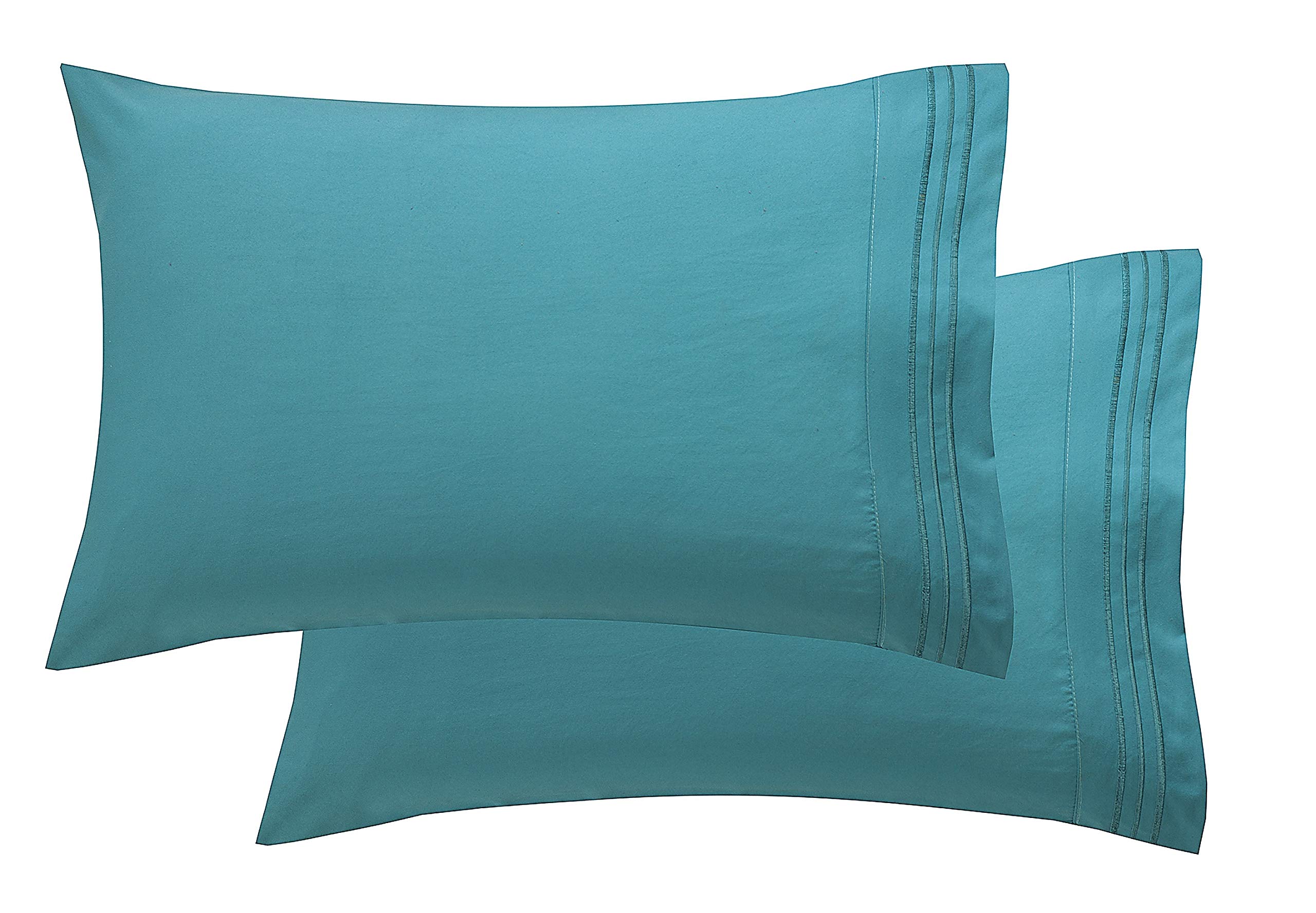 Book Cover Elegant Comfort Luxury Ultra-Soft 2-Piece Pillowcase Set 1500 Thread Count Egyptian Quality Microfiber Double Brushed-Wrinkle Resistant, King Size, Turquoise King/California King Turquoise
