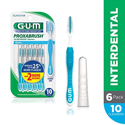 GUM Proxabrush Go-Betweens Interdental Brushes, Wide, 10 Count (Pack of 6)