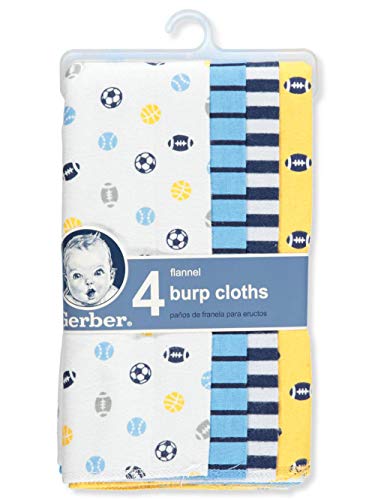 Book Cover Gerber Baby Boys' 4-Pack Flannel Burp Cloth