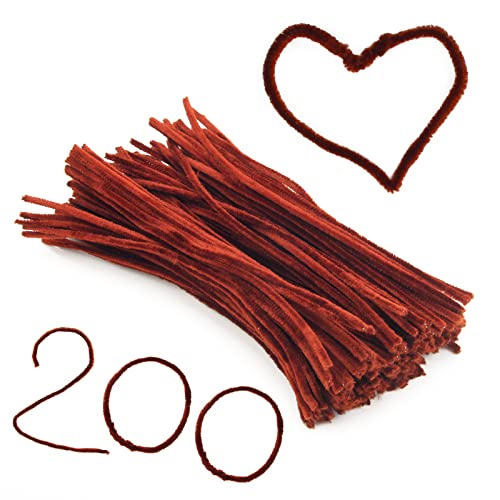 WIWAPLEX 200pcs 12" X 6mm Creative Arts Chenille Stems Sparkle Pipe Cleaners for DIY Craft Projects (Brown)