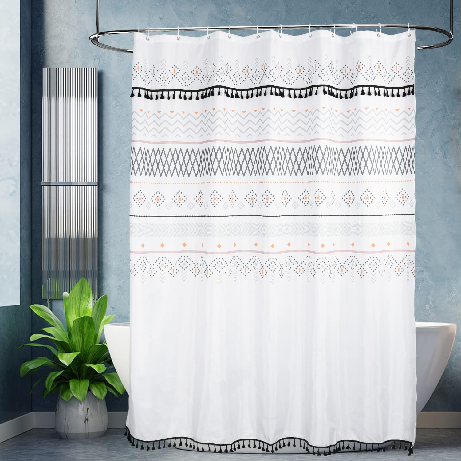 Book Cover JRing Grey Shower Curtain, Waterproof Design, Quick-Drying, Shower Curtains Set for Bathroom, Decorative Bathroom Accessories 72x72, Durable and Washable with 12 Hooks