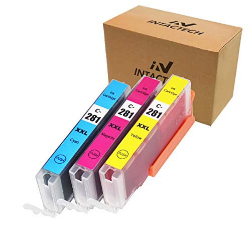 Intactech Compatible Ink Cartridges Replacement For Canon CLI-281 XXL Cyan/Magenta/Yellow-3 Color Ink Tank Value Pack Work With Pixma TS6120 TS8120 TR7520 TR8520 TS9120 TS6220 TS8220 TS9520 TS9521C