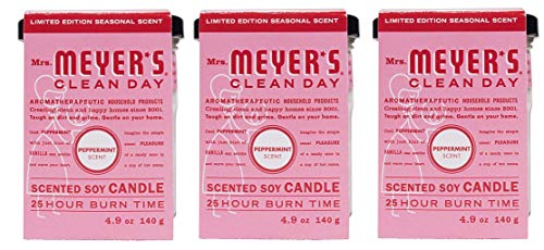 Mrs. Meyer's Clean Day Scented Soy Candle, Small Glass, Peppermint, 4.9 oz (Pack - 3)