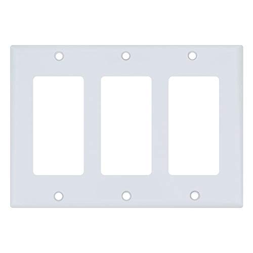 ESD Tech Wall Plate Covers for Light Switches and Outlets 3-Gang Standard Size Faceplate. Decora. Fits Paddle, Rocker, and Receptacles. Unbreakable, UL Listed