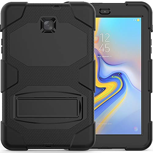 Galaxy Tab A 8.0 case 2018, Bingcok Heavy Duty Rugged Full-Body Hybrid Shockproof Drop Protection Cover with Kickstand for Samsung Galaxy Tab A 8.0 2018 Model SM-T387 Verizon/Sprint/T-Mobile (Black)