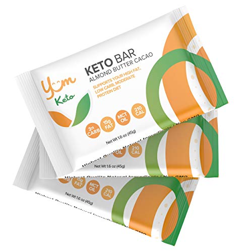 Book Cover YUM Keto Bar, Almond, MCT Oil and Cacao Butter (6 Count) - Keto Snacks Low Carb Chocolate Keto Food - Ketogenic, Paleo, Low Carb and Glycemic Diet Friendly - 3g Net Carbs