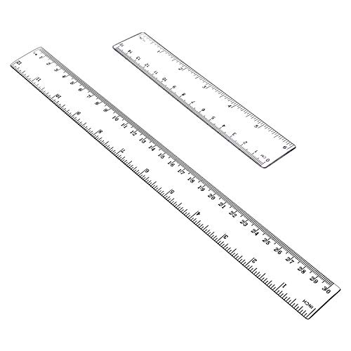 Allinone Plastic Ruler Flexible Ruler with inches and metric Measuring Tool 12" and 6" inch (2 pieces)