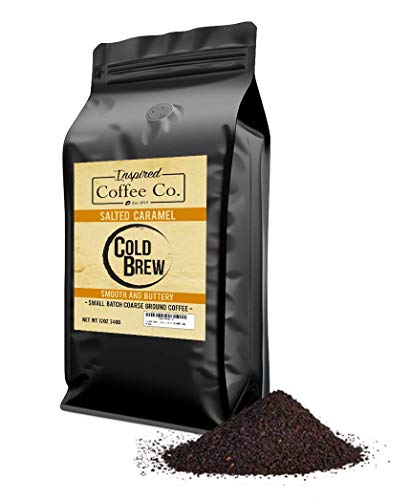 Book Cover Salted Caramel - Flavored Cold Brew Coffee - Inspired Coffee Co. - Coarse Ground Coffee - 12 oz. Resealable Bag